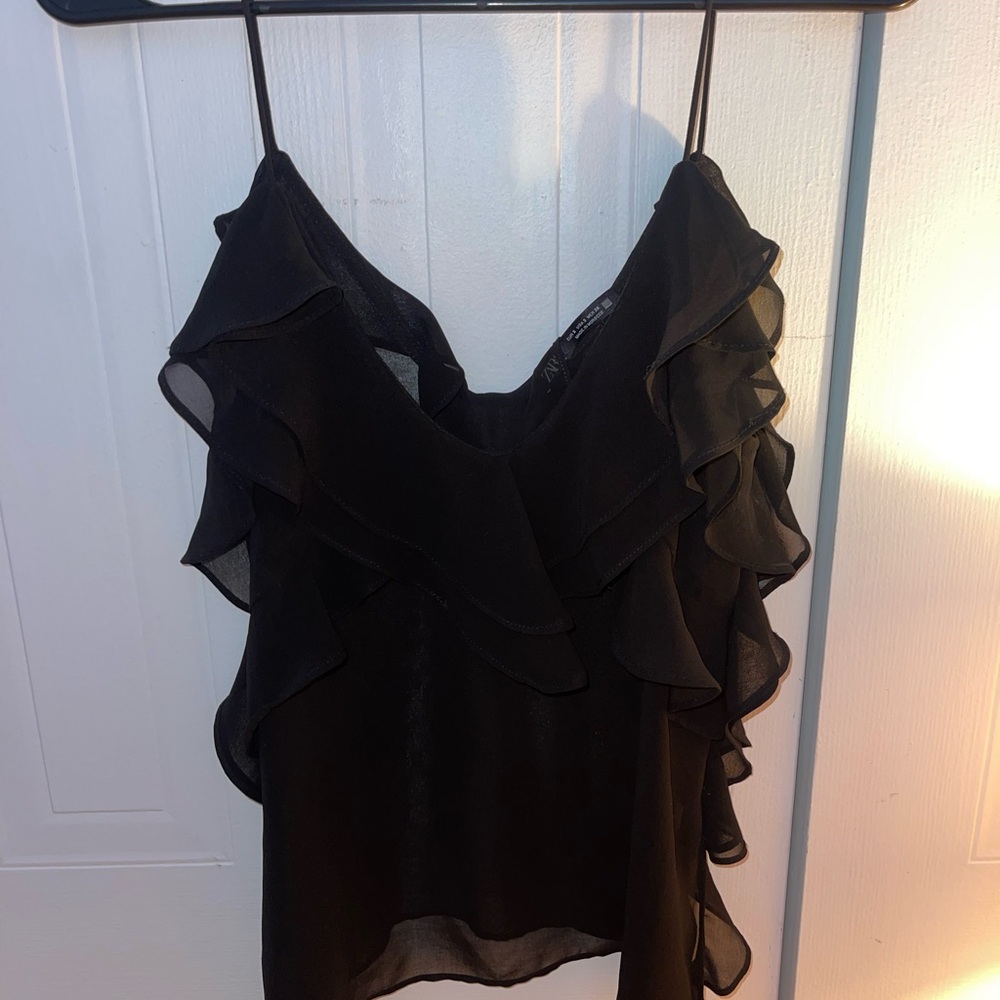 Zara Black Ruffle Top